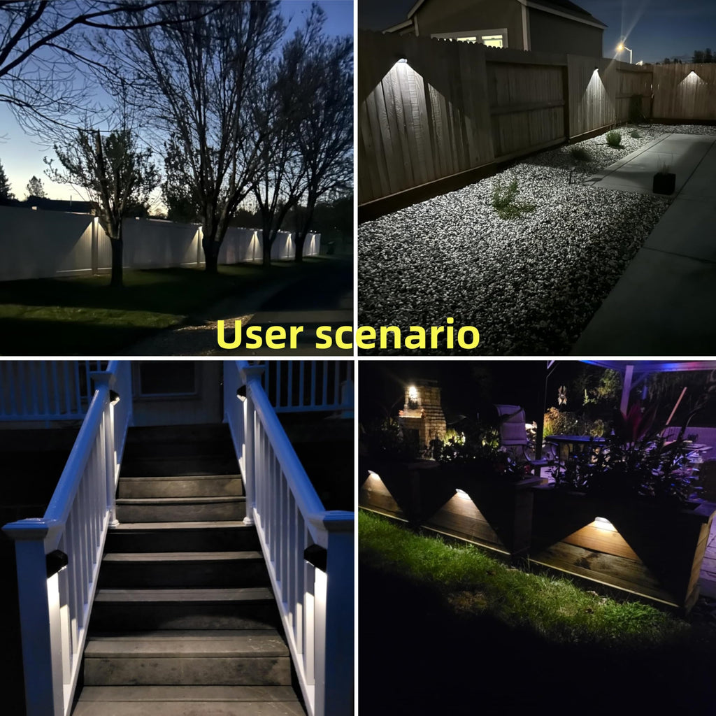 Solar Fence Lights, Deck|Step |Stair Lights, Warm White/Daylight/Cool White Options for Yard Garden Sidewalk Pathway