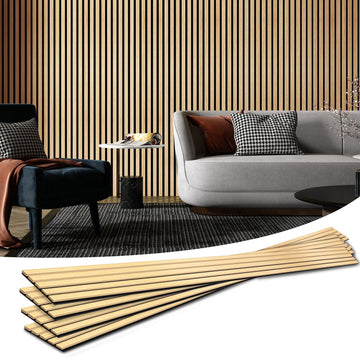 4-Pack Soundproof Wood Slat Wall Panels, 94.5 x 7.9 Inch, Oak