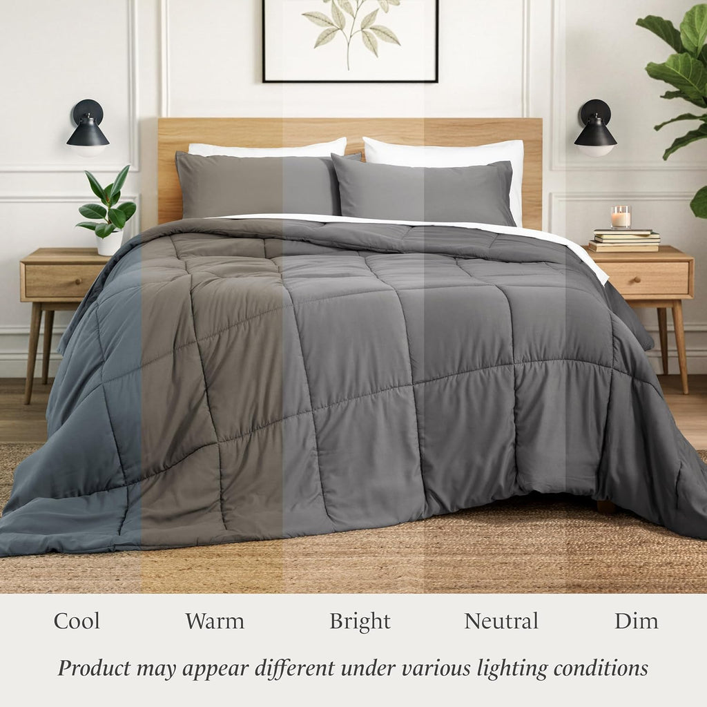Queen Comforter Set - Comfy, Breathable, All Season - Down Alternative Comforter & Shams