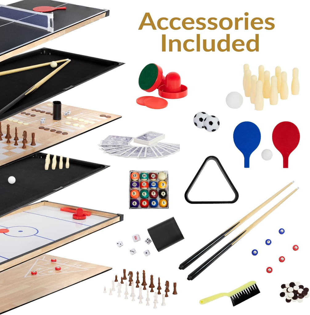 10-in-1 Game Table - Combination Multi-Game Table with Billiards, Push Hockey, Foosball, Ping Pong, Chess