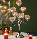 Silver Candelabra for Table Centerpiece with Crystal, 7 Arms 27.1 inch Tall Candle Holders with Globes, Dining Table
