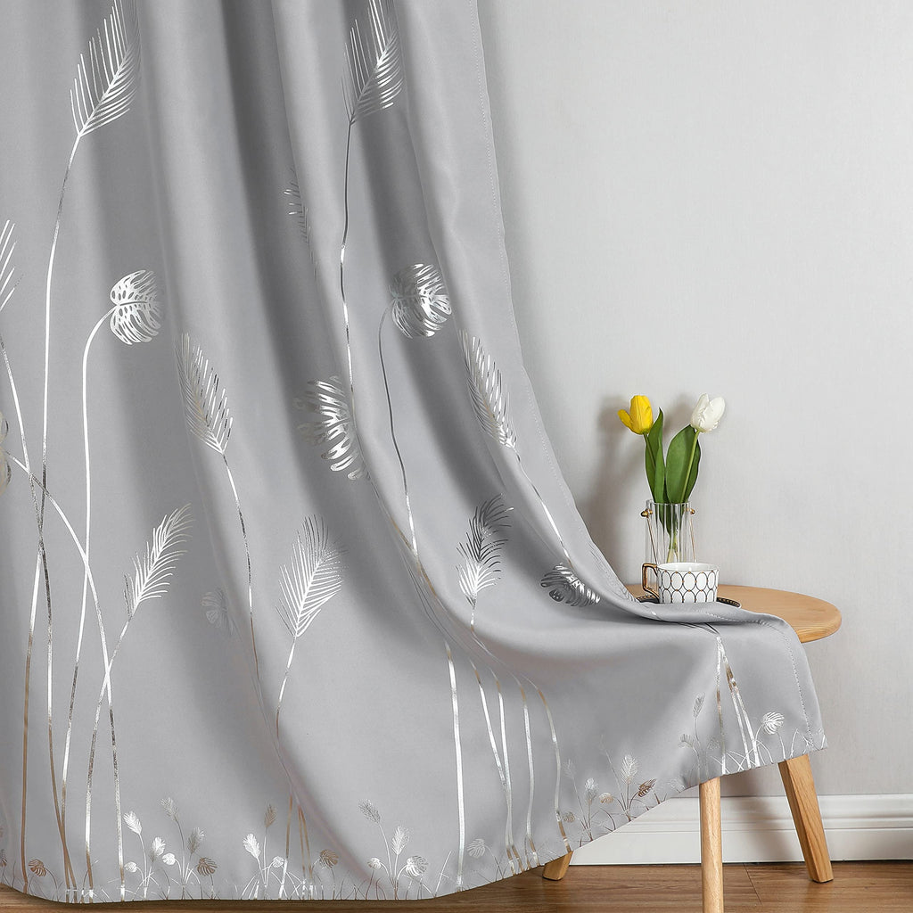 Light Grey Blackout Patterned Curtains