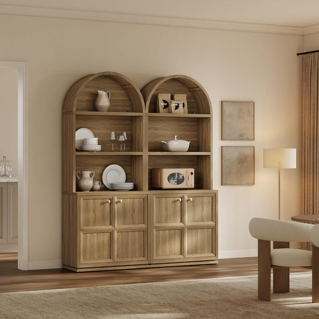 81" Tall Arched Bookcase, Large Bookshelves with Storage