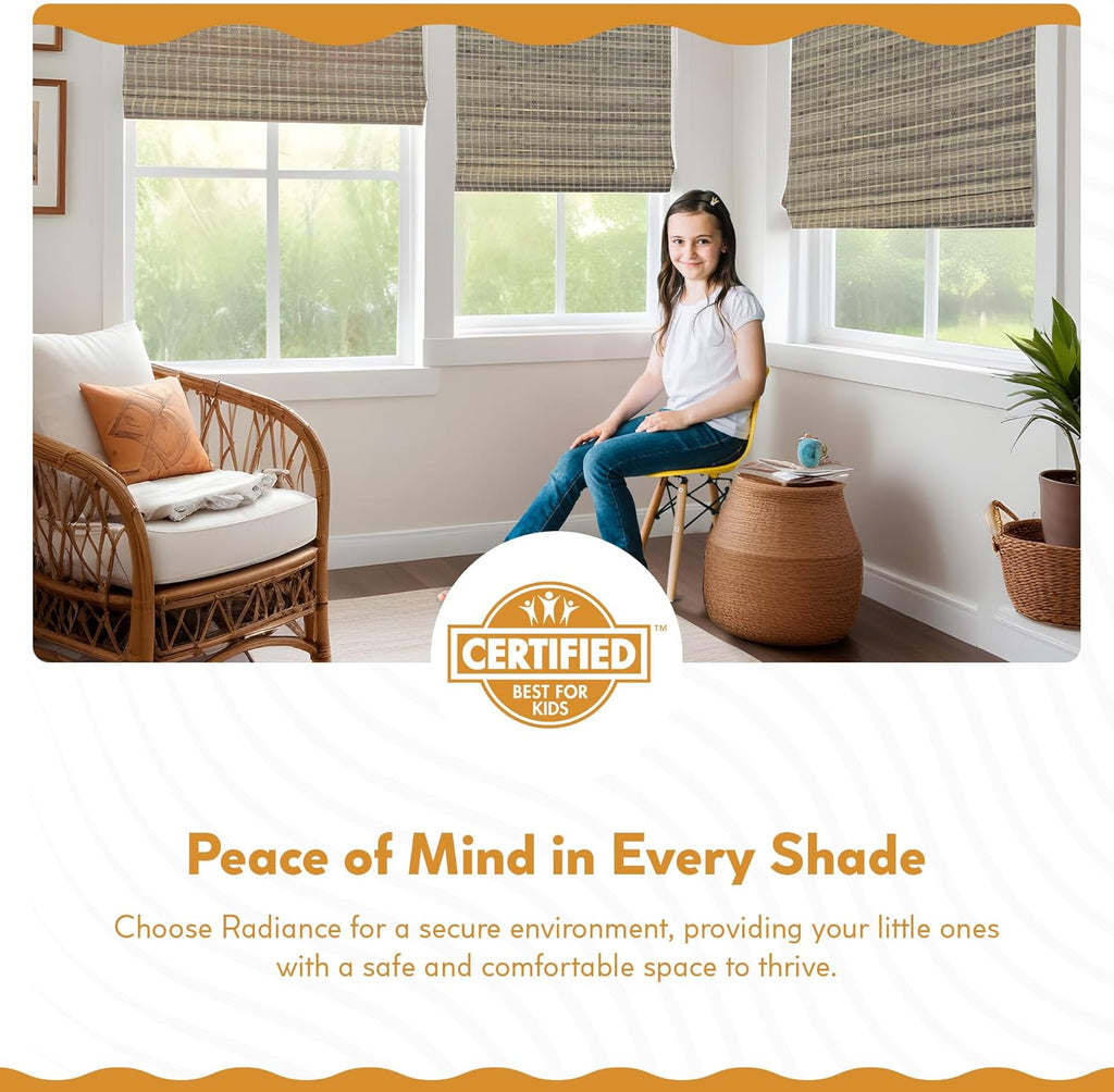 Cordless Bamboo Blinds - Flatstick Bamboo Roman Shades for Interior Windows - Roll Up Woven Shades with Valance