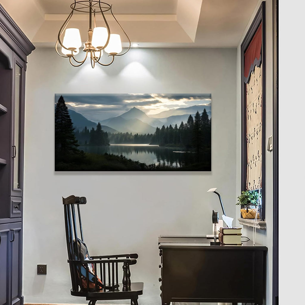 Canvas Art Wall Decor Wall Art Modern Office Wall Decorations Forest River Landscape Paintings Pictures Artwork