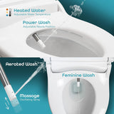 Elongated Smart Bidet Toilet Seat with Heated Water, Wireless Remote, Warm Air Dryer, Adjustable Wash Settings, Self-Cleaning Nozzle