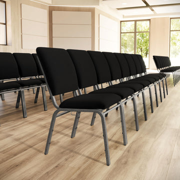 18.5" Wide Black Stacking Church Chair