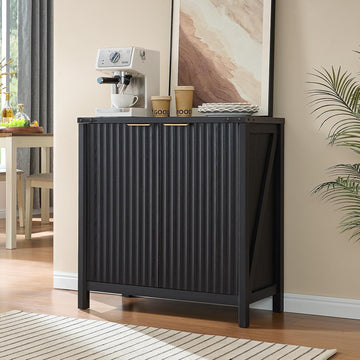 32" Sideboard Buffet Cabinet with Storage, Fluted Accent Storage Cabinet with 2 Doors, Modern Accent Coffee Bar