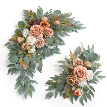 Faux Flower Swag Set of 2 for Wedding Welcome Signs Floral Swag Wedding Reception Ceremony Signs Decor (Terracotta)