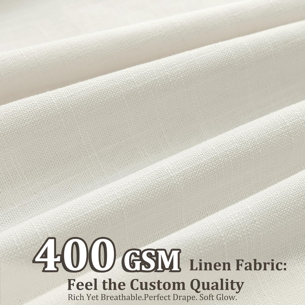 Pinch Pleated Linen Curtains, 2 Panels Premium 400GSM Memory Trained Semi Sheer Light Filtering Window Drapes