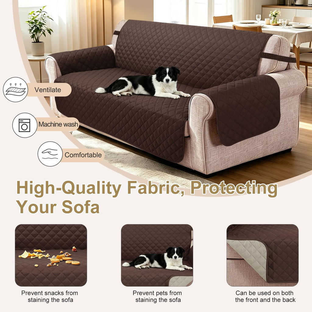 Oversized Sofa Cover for 3 Cushion, Chocolate/Beige