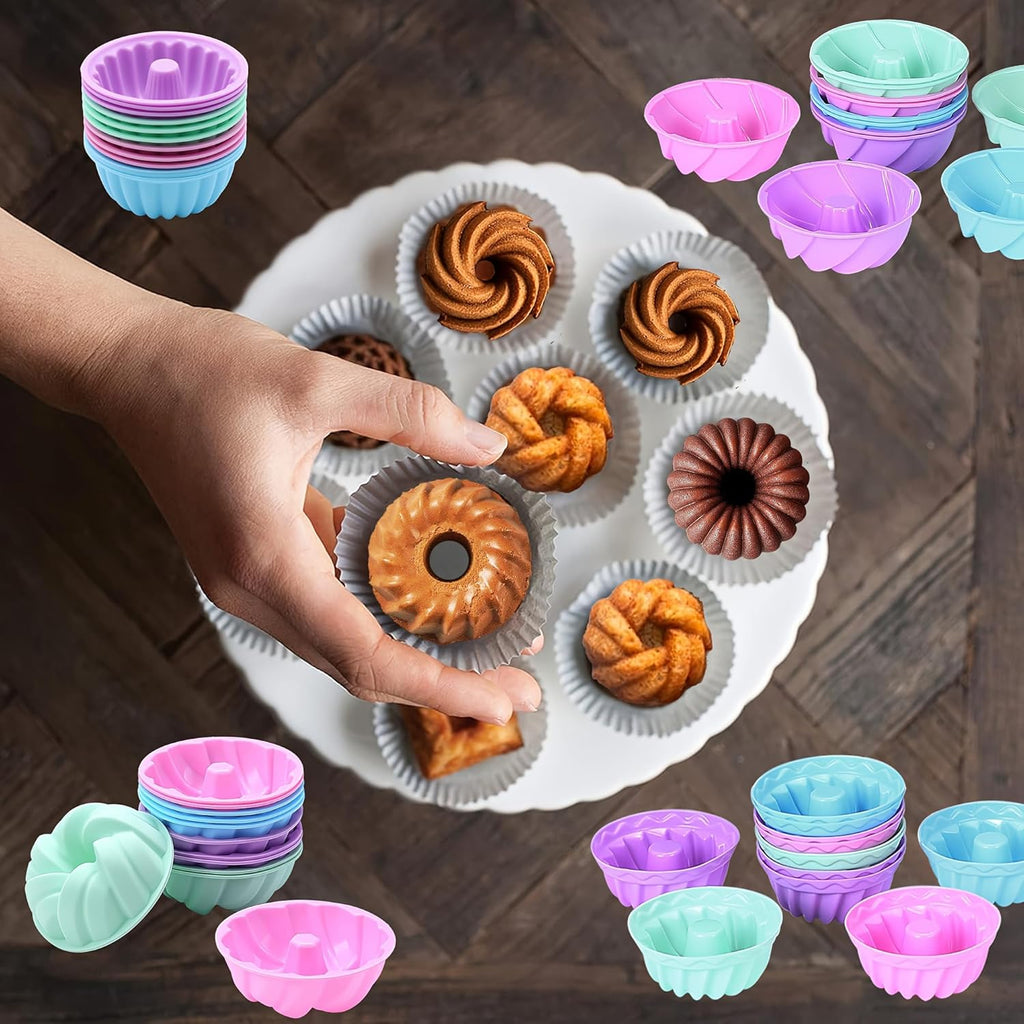 72 Pieces Silicone Bakeware Set, Nonstick Pans Set, Easy Release Oven Silicone Pan with Cake Pans, Loaf Pans, Cups
