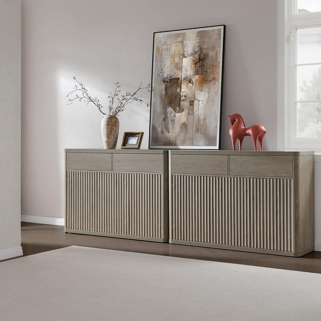 Buffet Cabinet with Storage - Storage Cabinet Sideboard with Doors & Shelves Accent Credenza Buffet Table with 2