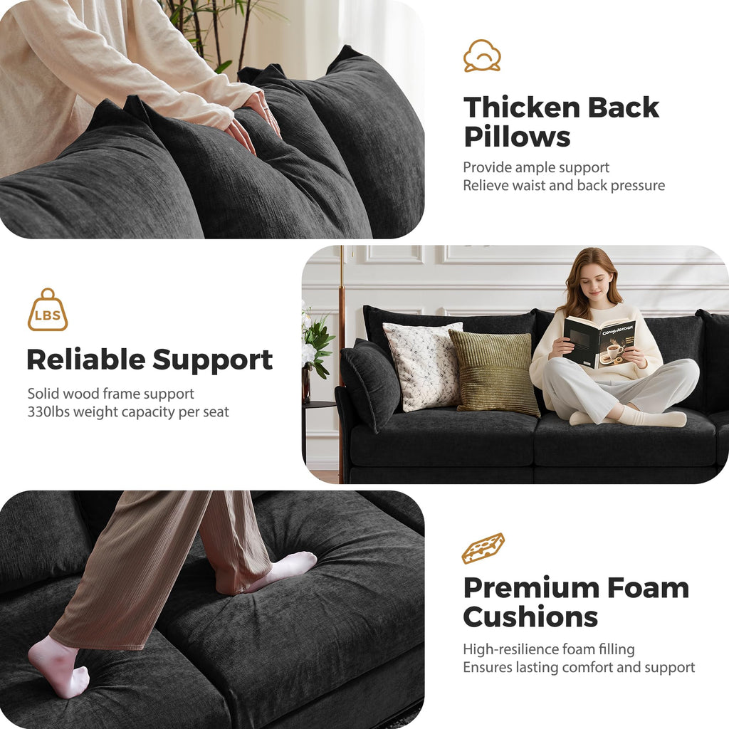 103.5" Oversized Modular Sectional Sofa, L Shaped Convertible Couch with Movable Ottoman, Large 6 Seat Corner Couches