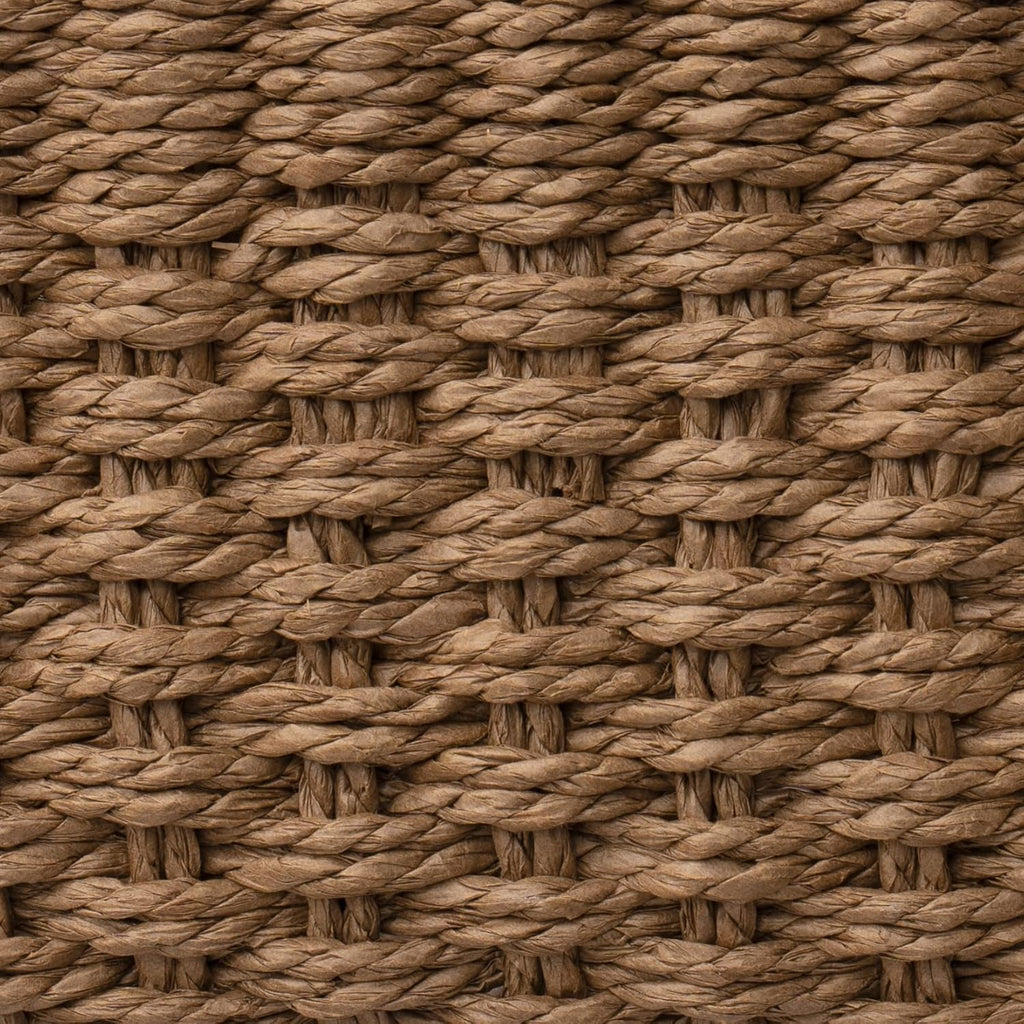 Small Wicker Baskets for Organizing, Brown 3 Pack | Decorative Organizer with Vegan Leather Tag, Round Handle