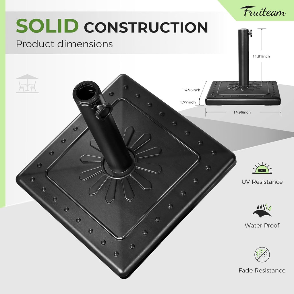 24lbs Prefilled-Umbrella-Base, 15" Square Patio Umbrella Stand Weight