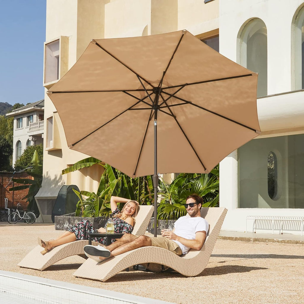 9FT Outdoor Patio Umbrella Outdoor Table Umbrella with Push Button Tilt and Crank - Beige - D455