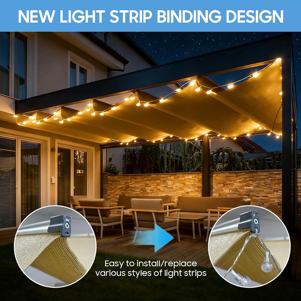 4.5'x18' Retractable Sun Shade Canopy, Wave Shade Sail with High-Density Polyethylene Fabric, Sliding Pergola Cover