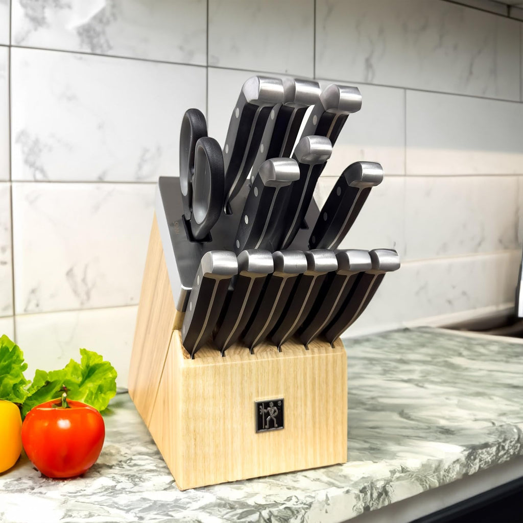 International Statement 14-pc Self-Sharpening Knife Block Set, 6 Steak Knives, Paring, Santoku, Bread, Chef's Knife