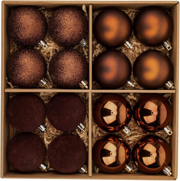 Christmas Ornaments Brown Balls Christmas Decorations Xmas Tree Shatterproof Champagne Velvet Ball Ornaments - Set of 16