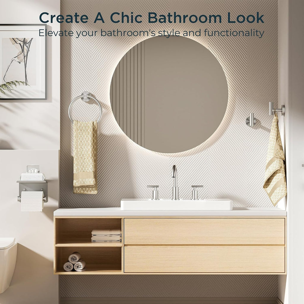 Bathroom Accessories, 5-Piece Bathroom Hardware Set - 24" Towel Bar | Brushed Nickel | Towel Hooks, Towel Racks
