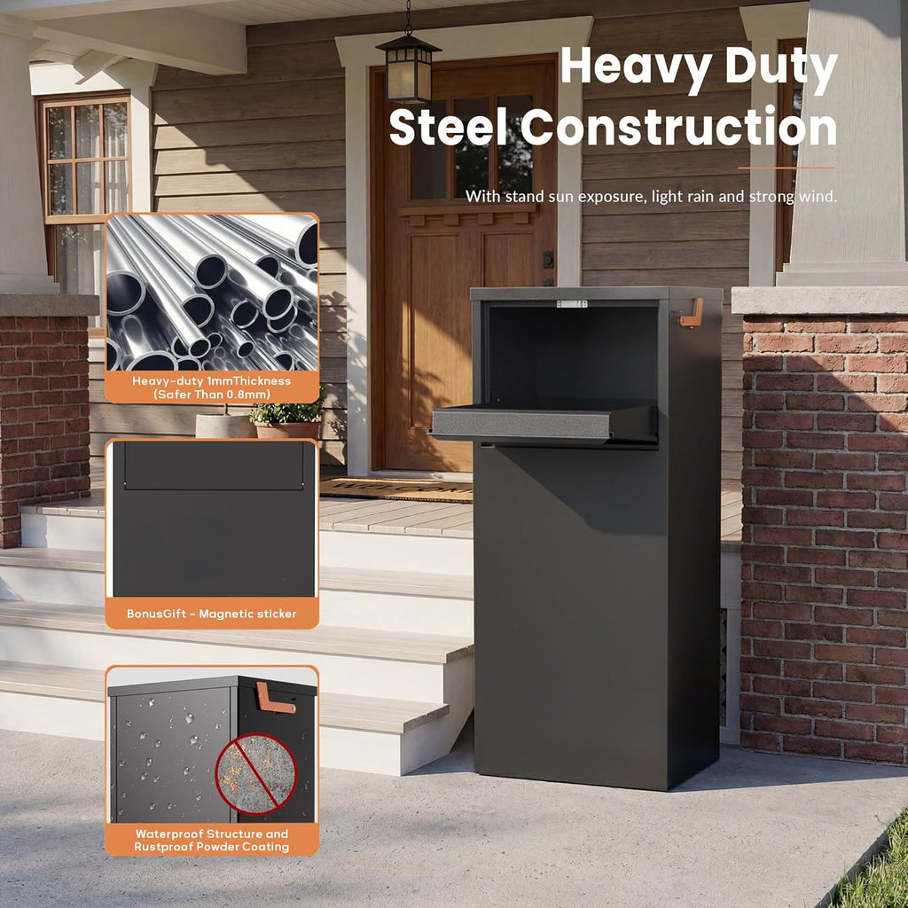 Parcel Drop Boxes 15.24" x 11.42" x 35.47" Cold-Rolled Sheet Package Delivery Boxes