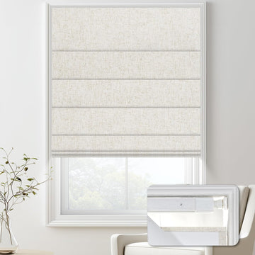 No Drill Blackout Roman Shades Windows,Cordless Roman Blinds,Linen No Tools Window Shades,Easy to Install Window