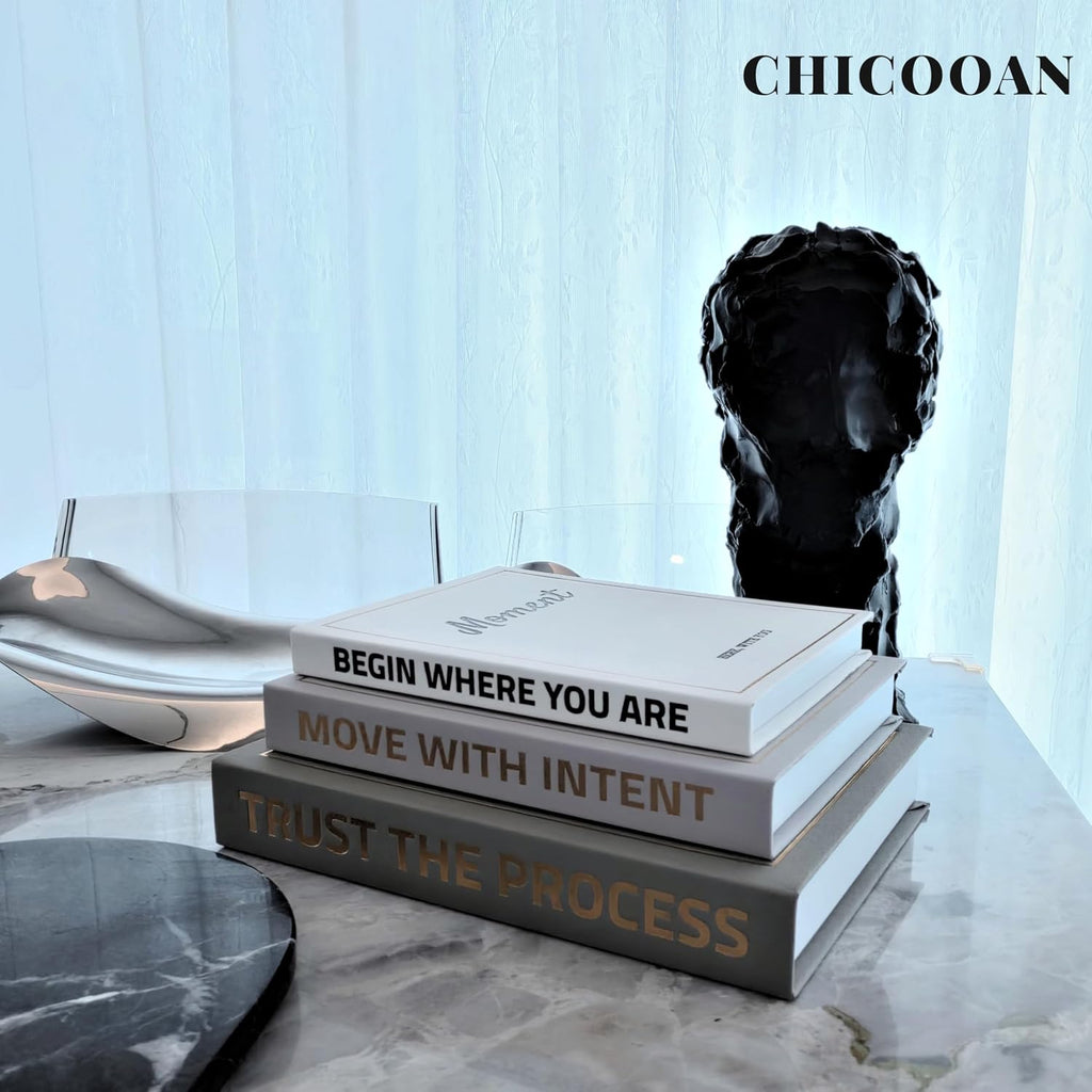 Set of 3 Decorative Books, Coffee Table Books Decor, Linen Fake Book Boxes for Decoration, Bookshelf Neutral