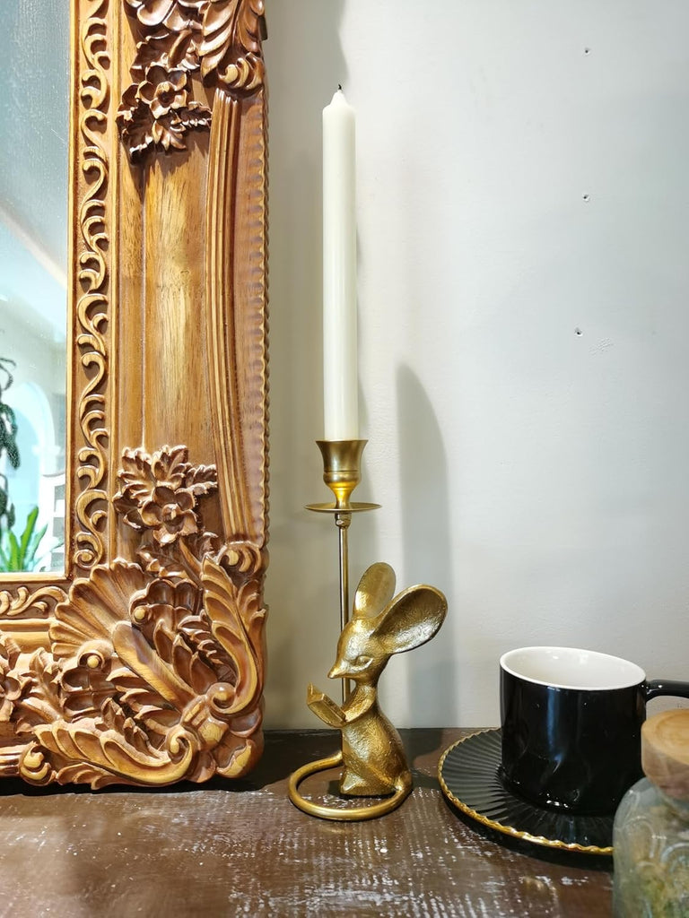 Mouse Reading Taper Candle Holders, Creative Animal Candlestick Holders, Centerpiece Table Decorative Candlelight