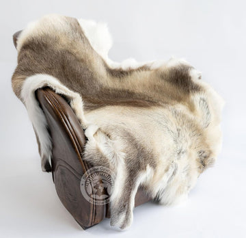 Reindeer Hide Rug 3x5 ft, 100% Genuine Nordic Reindeer Hide (Greyish) | Real Nordic Reindeer Hide Area Rug | Natural
