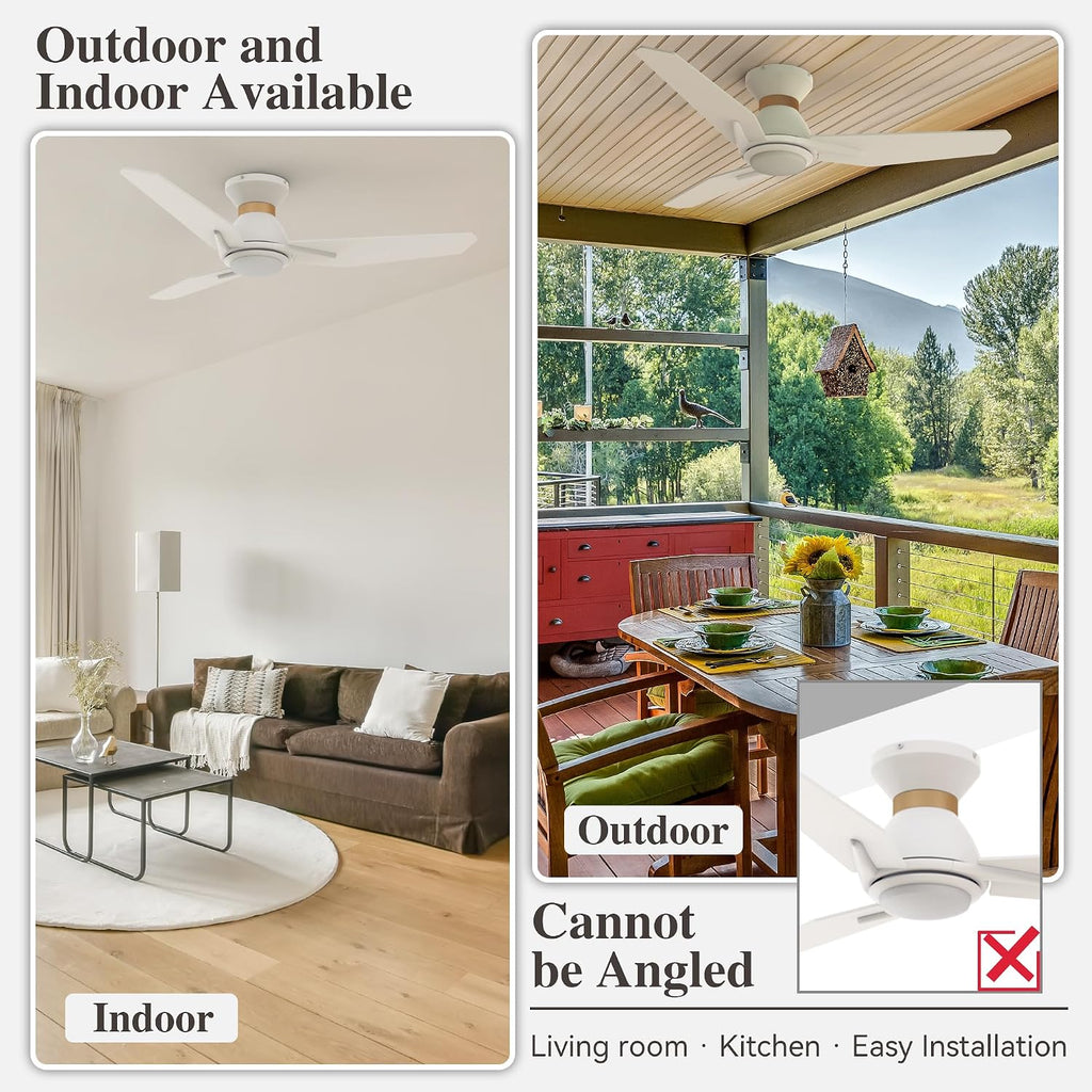 44 Inch Smart Ceiling Fan with Light, Indoor/Outdoor Ceiling Fan with DC Motor,10-speed,8 Hours Timer