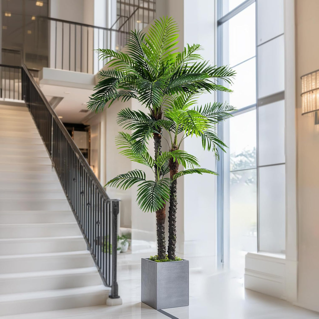 8.2FT Artificial Phoenix Palm Tree Artificial Plants Indoor Outdoor Large Faux Coconut Silk Palm Tree Tropical Fake