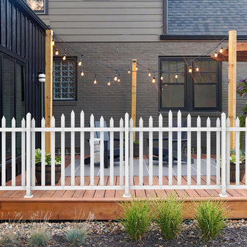 7 Sets W84 x H36 Vinyl Picket Fence Panels White Decorative Fence for Garden Yard Pool Walkways Suit for Concrete