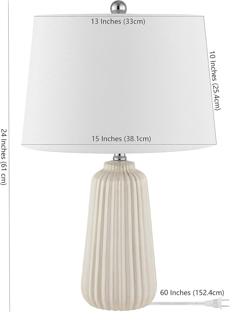 Sawyer Modern Ivory Ceramic 24-inch Bedroom Living Room Home Office Desk Nightstand Table Lamp (LED Bulb Included)