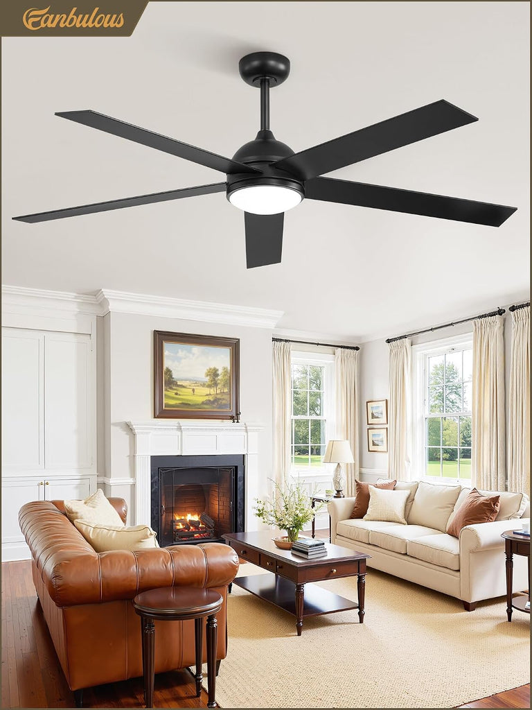 60" Ceiling Fan with LED Light and Remote - Black