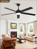60" Ceiling Fan with LED Light and Remote - Black