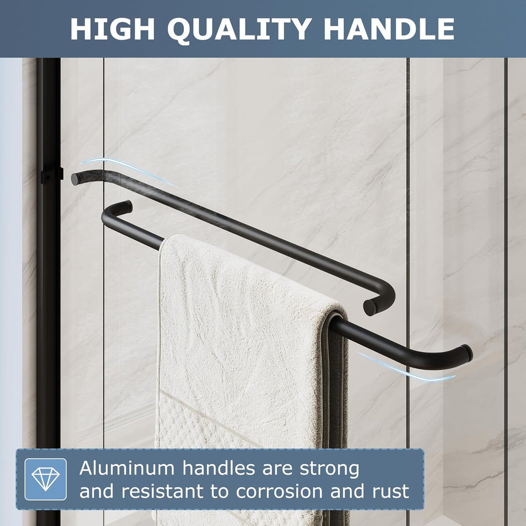 Double Sliding Glass Door 48" W x 72" H Shower Door 1/4" Tempered Glass Sliding Door Semi-Frameless Shower Glass