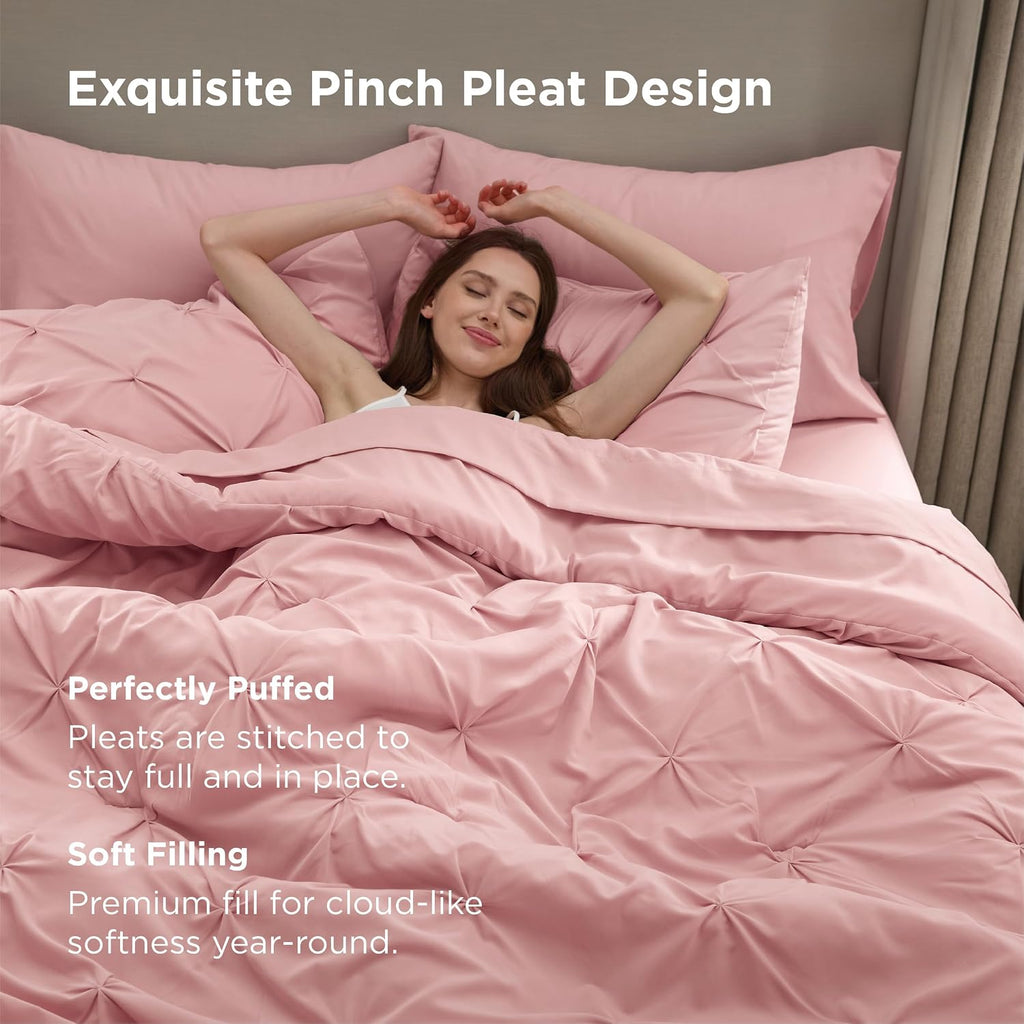 7-Piece King Comforter Set & Sheets, Pink King Bedding