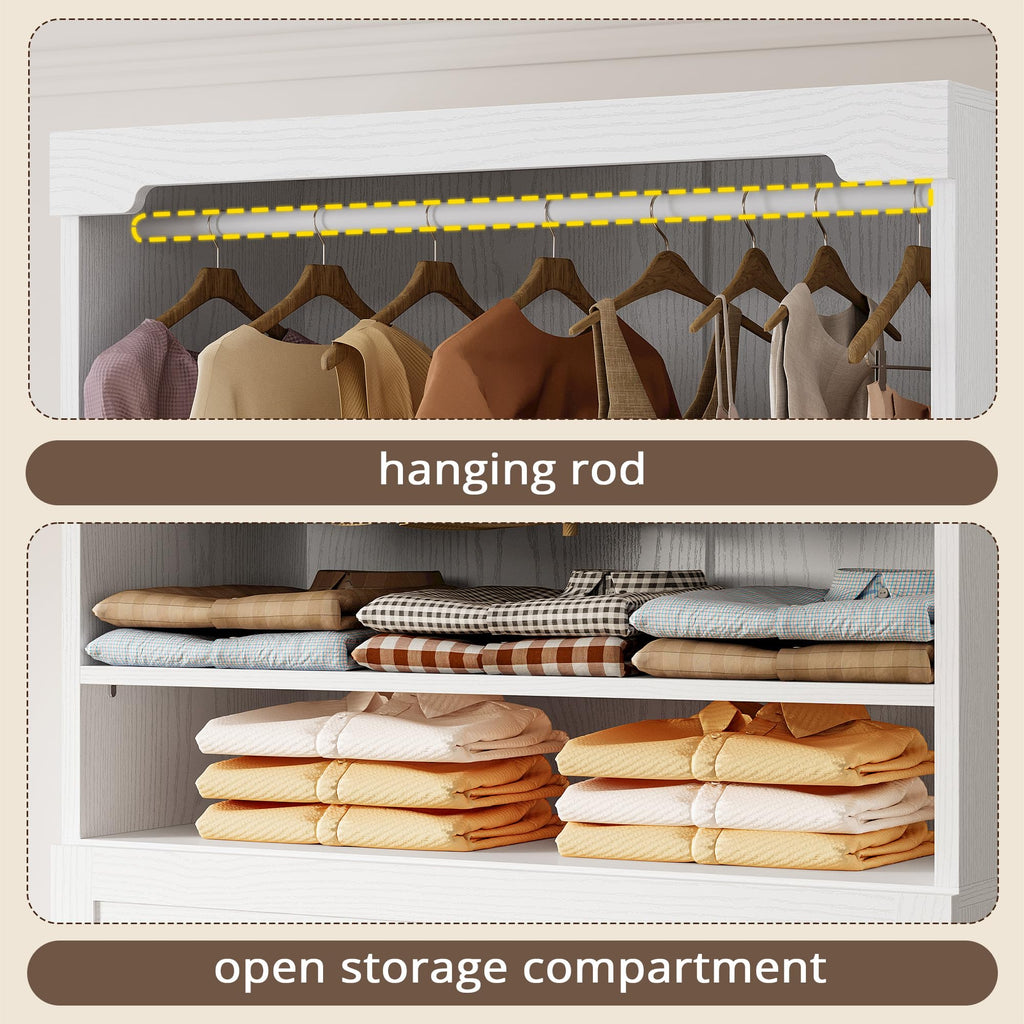 Freestanding Closet System with Adjustable Shelves & 3 Drawers