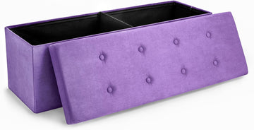 Storage Ottoman Bench - 43 in Purple Toy Box , End of Bed, Bedroom Bench Large Folding Chest Seat Trunk Blankets
