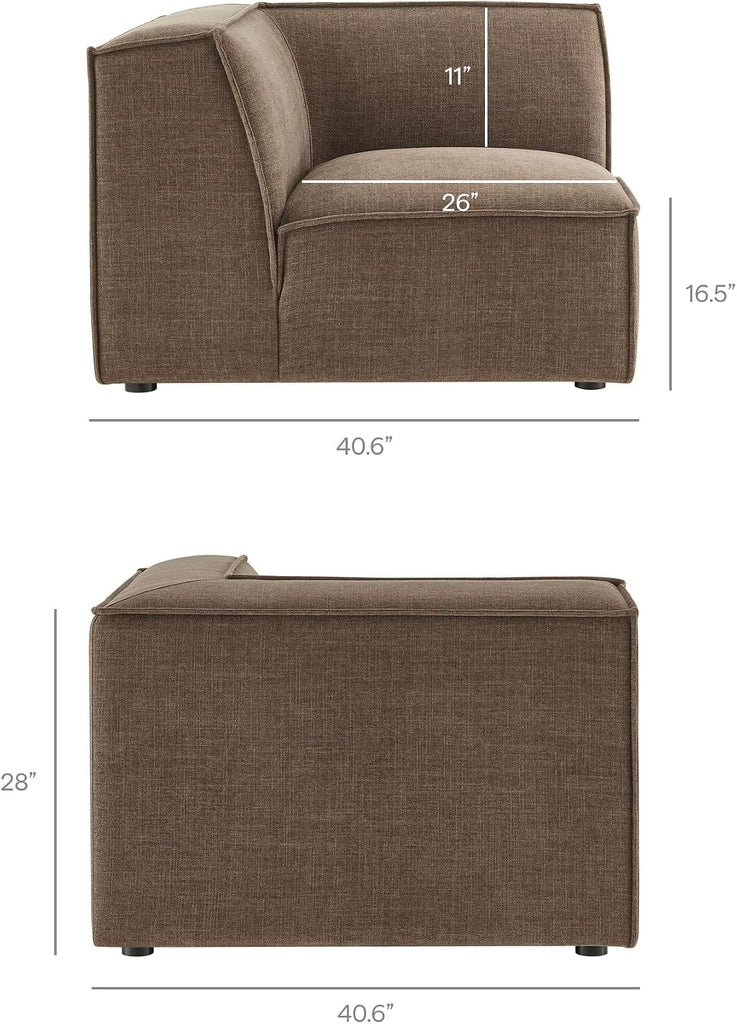 Restore Performance Fabric Upholstered 4-Piece Modular L-Shaped Armless Sectional Sofa in Mocha - Low Profile Couch