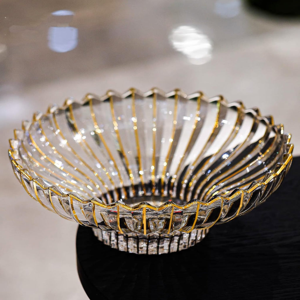 Hand-painted Gold Decorative Bowl-12 inch Diameter, Fruit Bowl, Kitchen Table Centerpiece, Home Decor. (Gold)