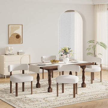 Wooden Dining Chairs Set of 4, Upholstered Kitchen Chairs with Solid Wood Legs, Mid Century Dining Room Chair with