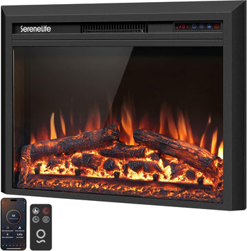 Electric Fireplace Insert with Heater | Smart Wi-Fi App Control & Remote | 700W/1500W Adjustable Thermostat