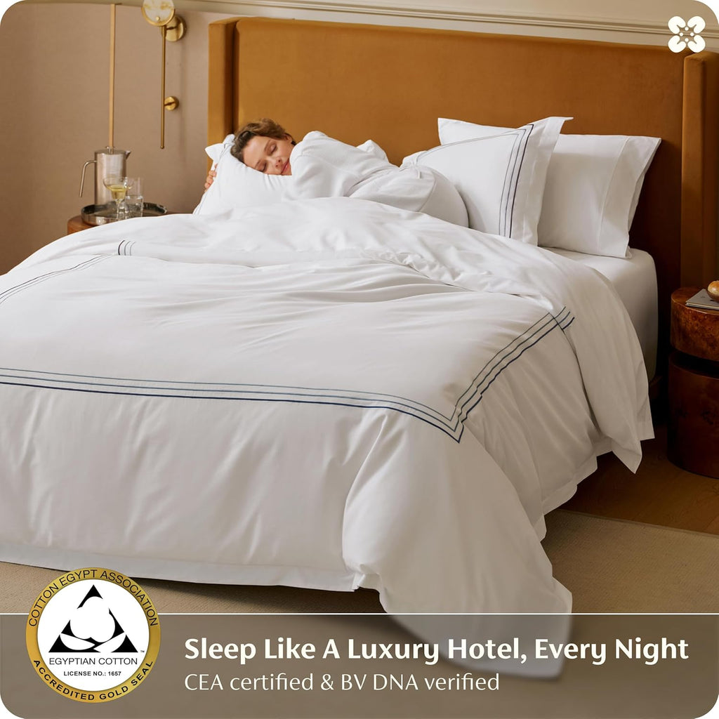 100% Giza Egyptian Cotton Duvet Cover, CEA Certified Luxury Hotel Duvet Cover, PureWoven Soft & Breathable