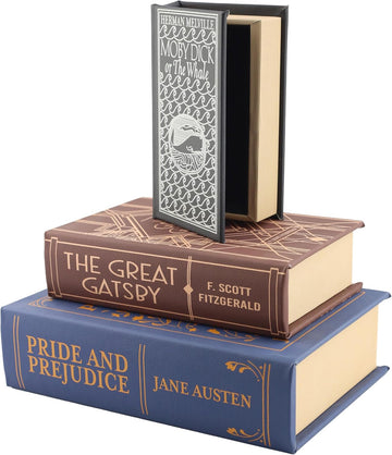 Classic Literature Nesting Hidden Secret Book Set of 3 - Faux Book Decor Storage with Magnetic Closure - Vintage