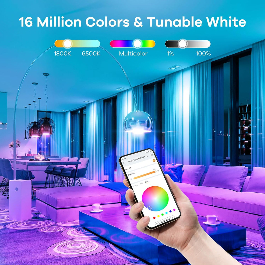 Smart Light Bulbs, Smart Bulb that Work with Alexa, Google Home, , LED Light Bulbs Color Changing RGBTW, 104