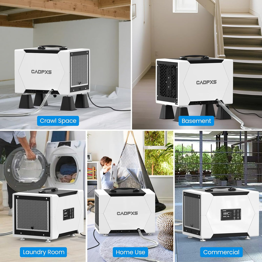 Crawl Space Dehumidifier with Drain Hose, 80 Pint Commercial Dehumidifier for Basement, Home Use, Water Damage