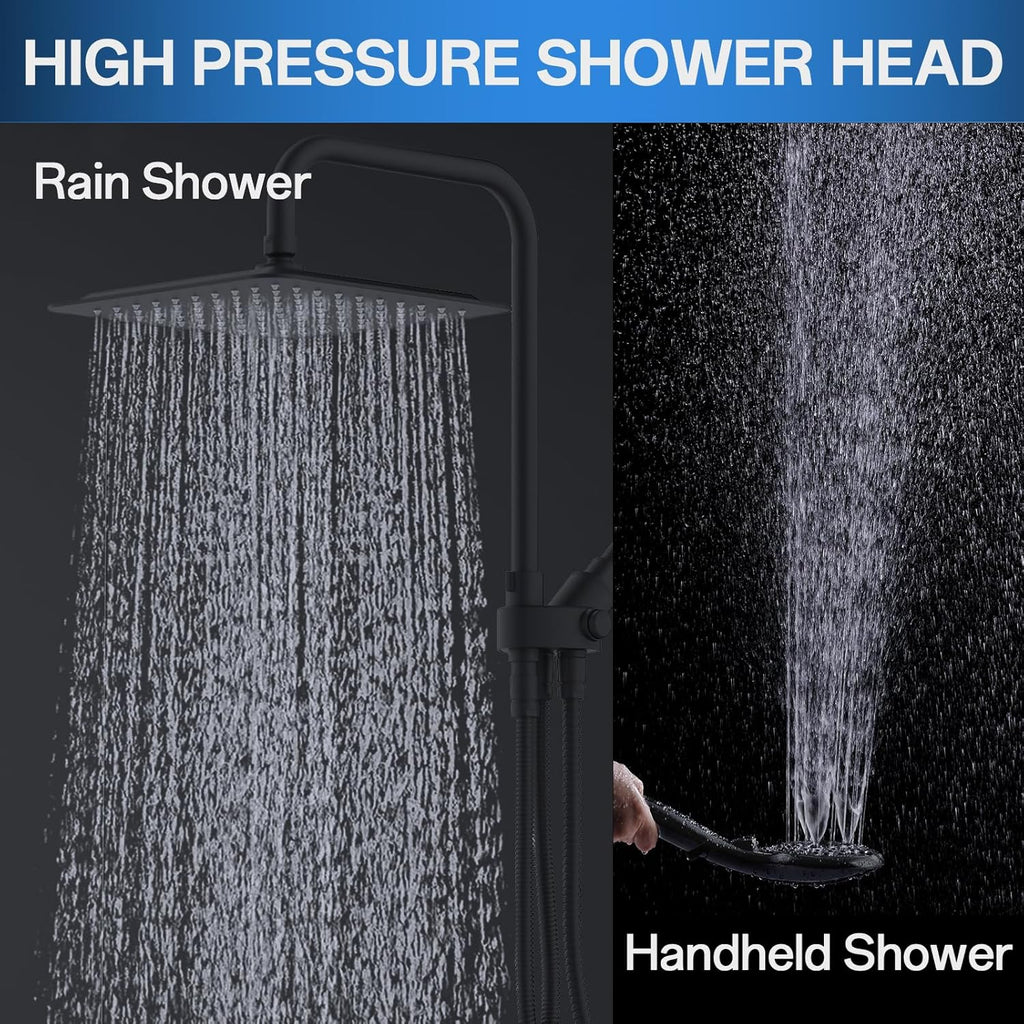 High Pressure Rainfall Shower Head with Handheld Combo: Upgrade Dual Shower Head with 10 Inch Fixed Rain Showerhead