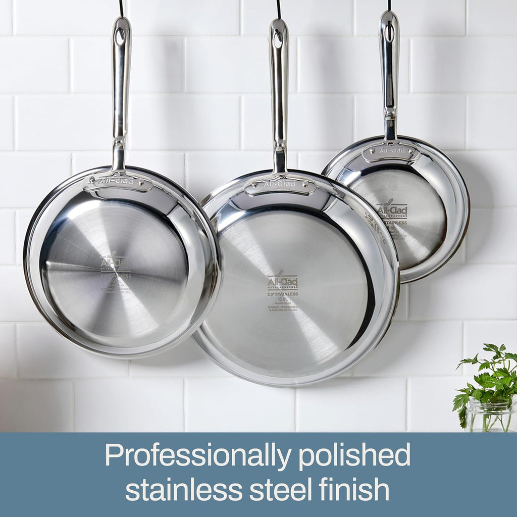 D3 Stainless Steel 10 Piece Cookware Set- USA- Includes Frying Pans, Saucepan, Sautépan, Stockpot - Professional